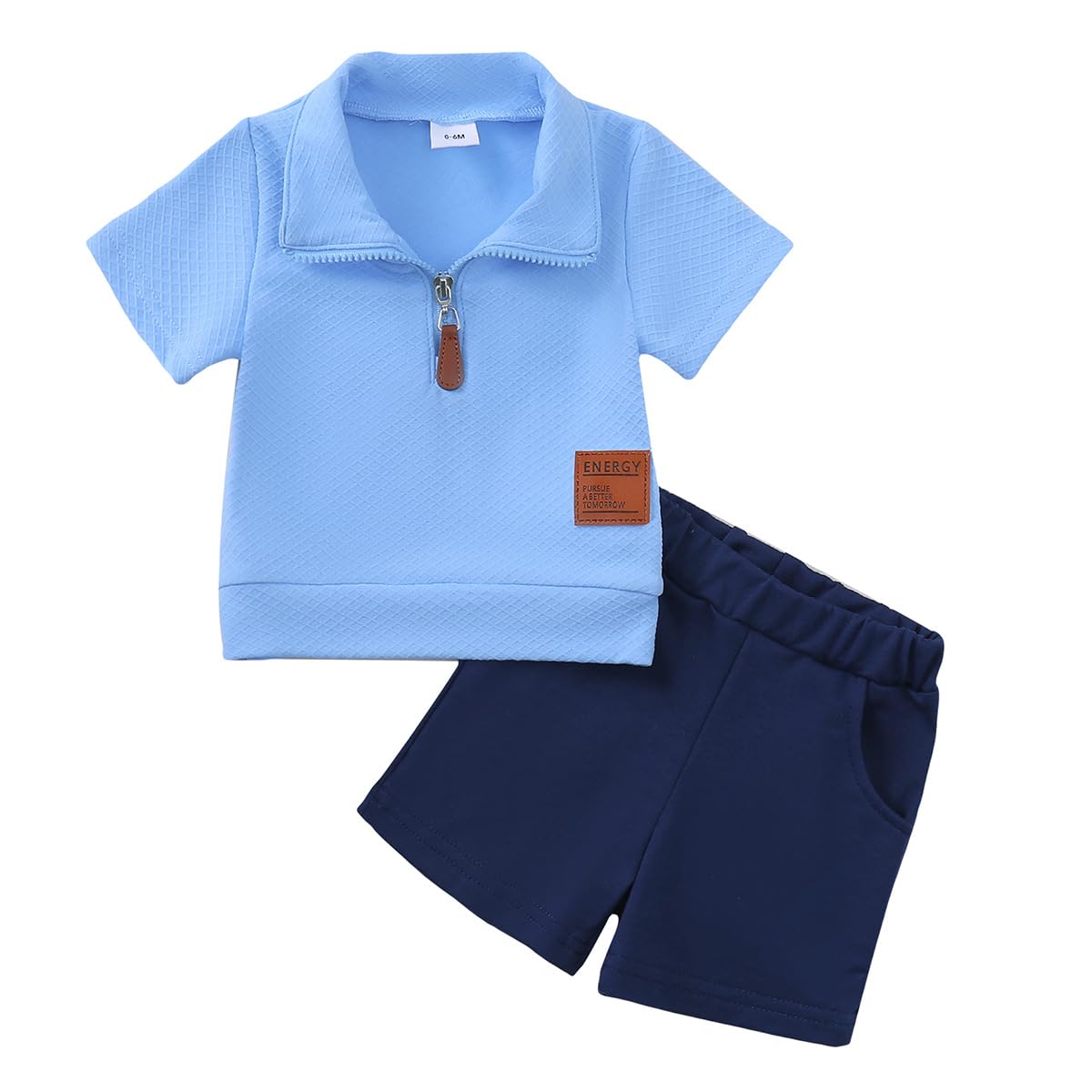 Abbigliamento Set per Bambini Piccoli Manica Corta Colletto Rovesciato Tinta Unita/Stampato Maglietta E Pantaloncini Completo Tuta Set Estivo - 1