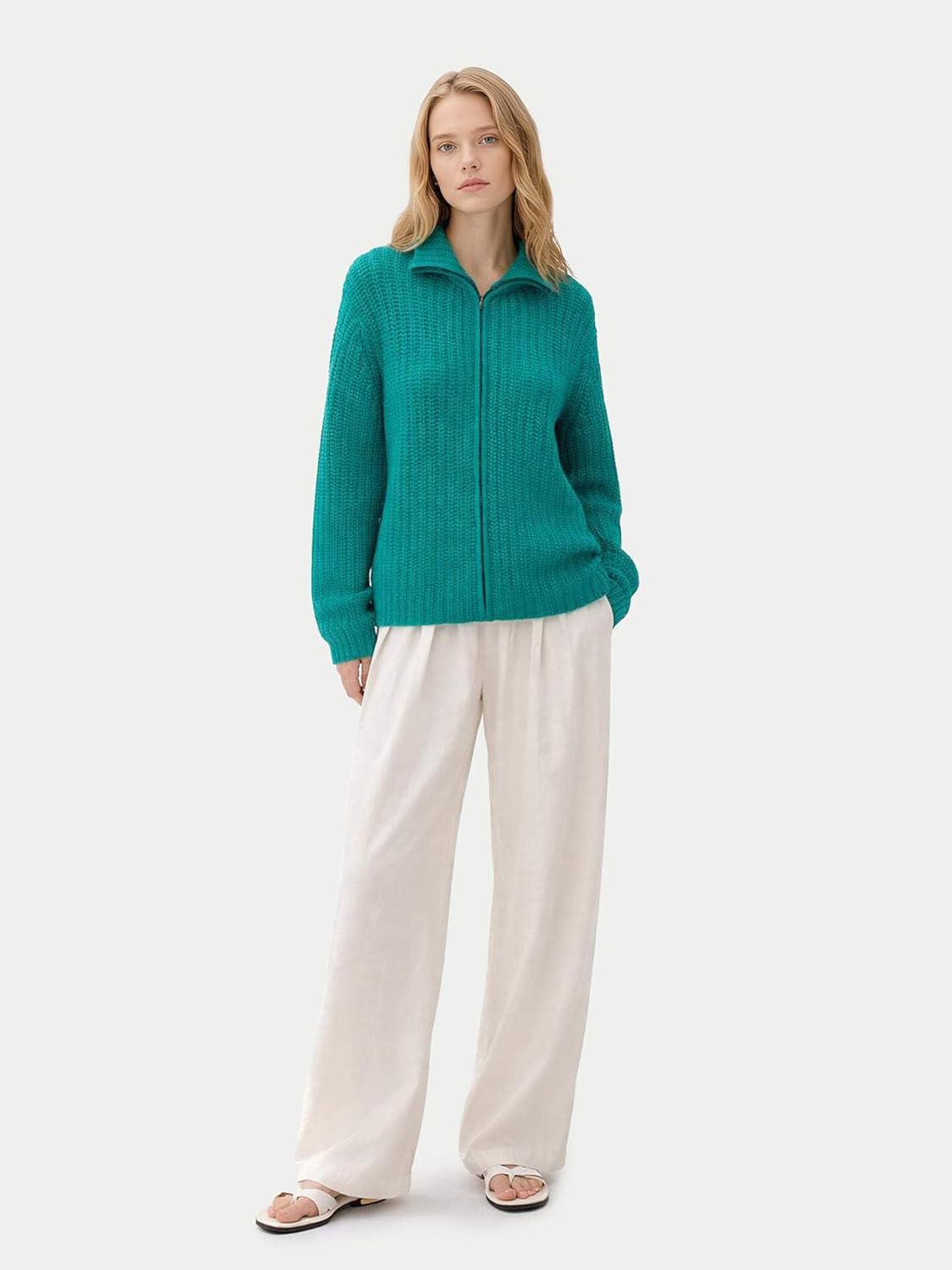 Chunky Cashmere Cardigan with Zipper