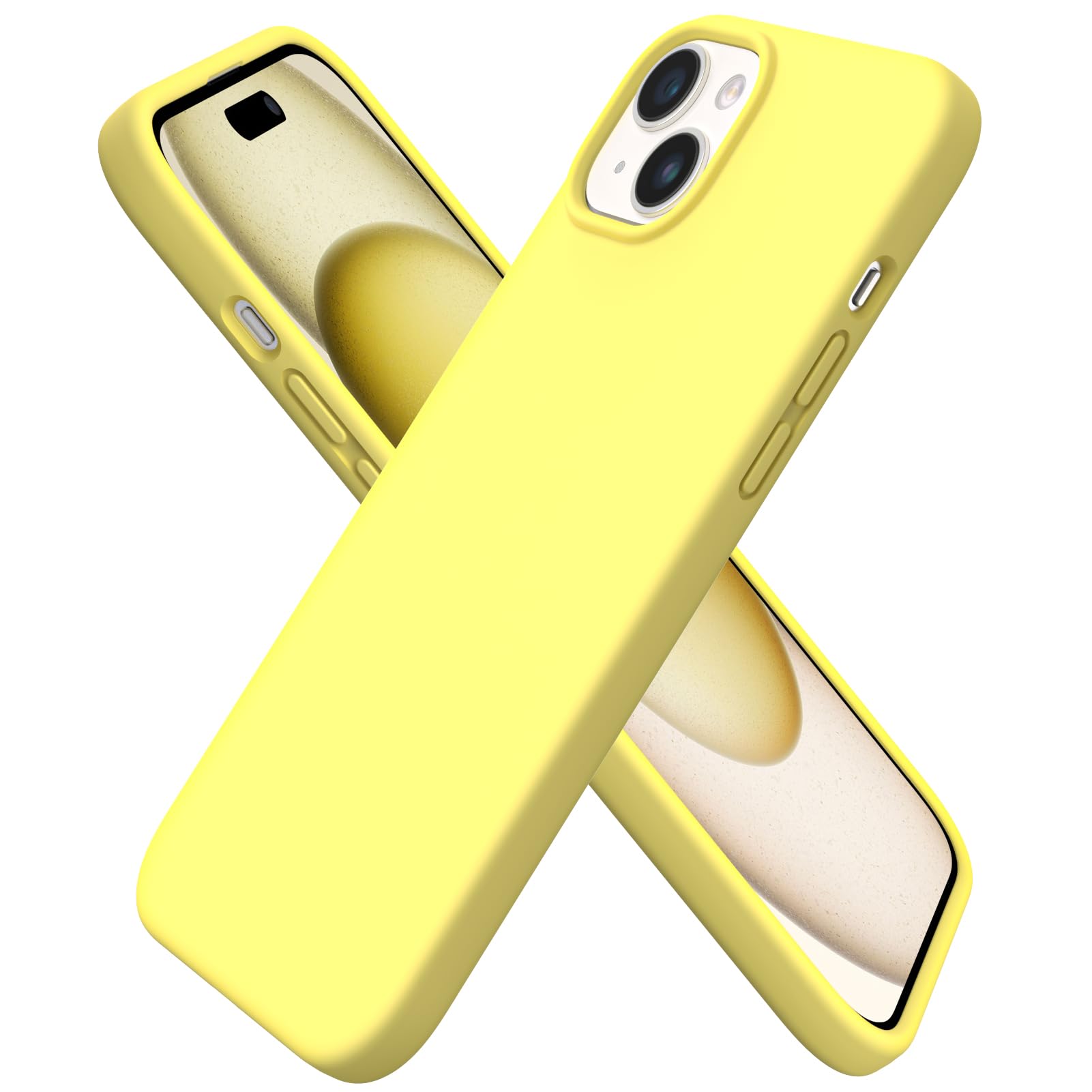 ORNARTOCompatible with iPhone 15 Plus Case 6.7", Slim Liquid Silicone 3 Layers Full Covered Soft Gel Rubber Cover Protective Phone Case with Anti-Scratch Microfiber Lining-YellowGlobal Recycled StandardGlobal Recycled StandardGlobal Recycled Standard