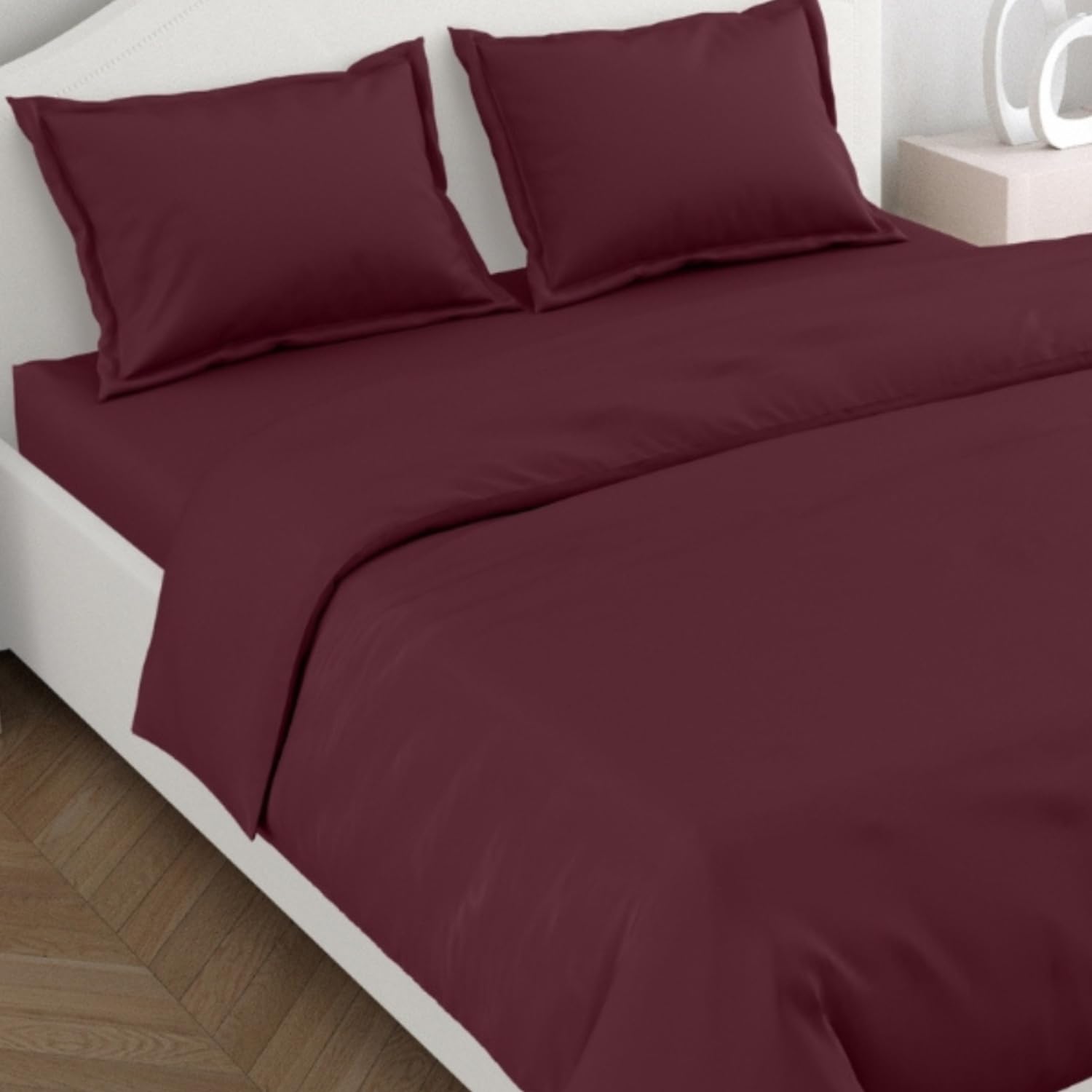 haus & kinder 100% Cotton Plain Solid Bedsheet for King Size Bed | 300TC 1 Flat Bedsheet King Size (108 x 108 inches) and 2 Pillow Covers | Bedsheet for Double Bed King Size | Wine (B0D1GL4FH3) Amazon Price History, Amazon Price Tracker