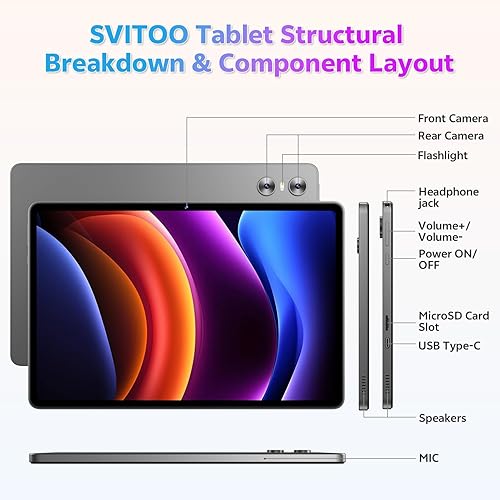 Miniatura 7 de Tableta SVITOO de 11 pulgadas, Tableta Android 15 con Octa-Core, 12 GB RAM 128 GB de almacenamiento 1 TB ampliable, pantalla grande Incell de