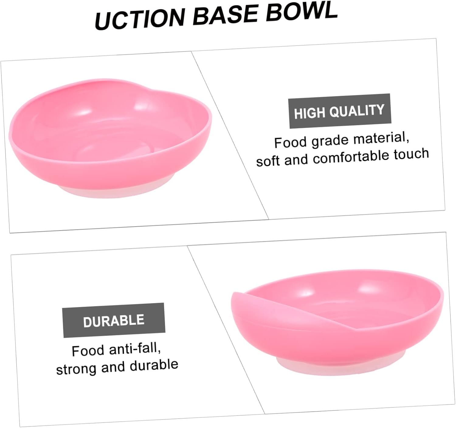 Senior Dining Bowl with Suction Cup Base, PP Plastic Pink