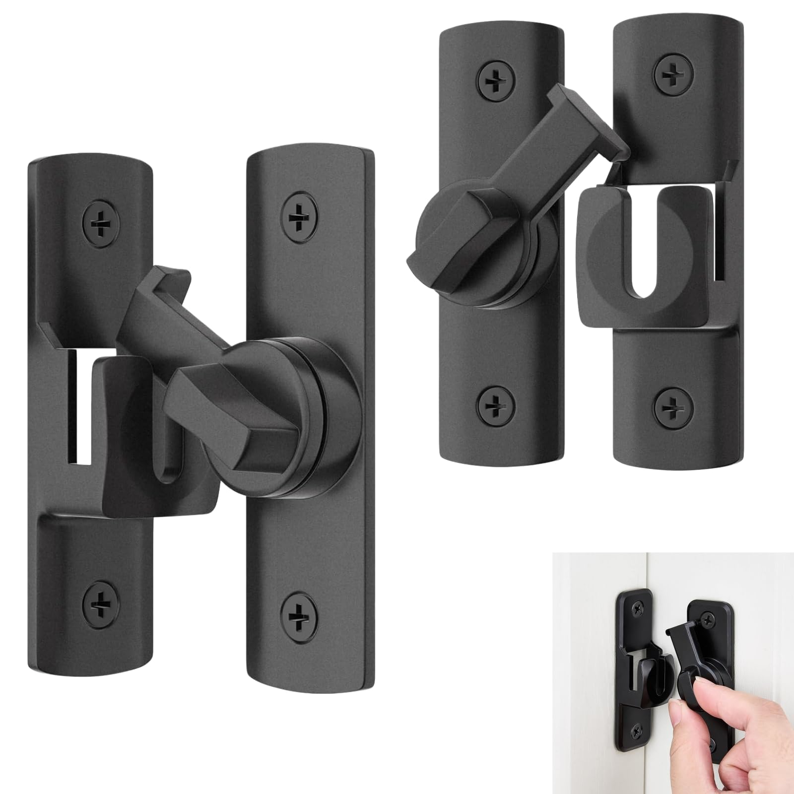2 Pcs Degree Barn Door Latch, 180/90 Sliding Barn Door Lock, Sliding Gate Latch Lock for Cabinets, Barn Door, Bathroom, Gardenr Doors, Window, Garage, Pet Door-image-25