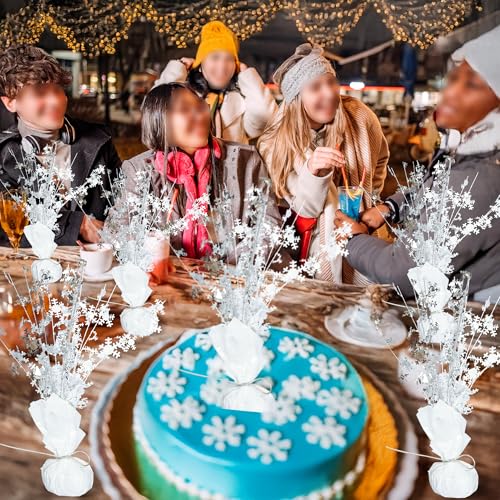 Centre de table flocon de neige argenté et blanc lot de 6