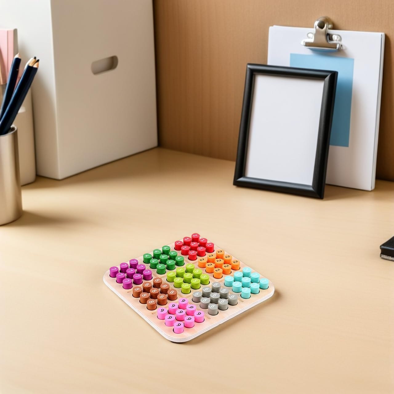 UPKOCH Sudoku-Brettspiel Aus Holz Für Kinder Lernspielzeug Zur Frühen Förderung Von Logischem Denken Und Argumentation Steckbrettspiel Für Familie Einzelspiel Oder Gruppen 22.00 X 22.00 X 3.00 cm