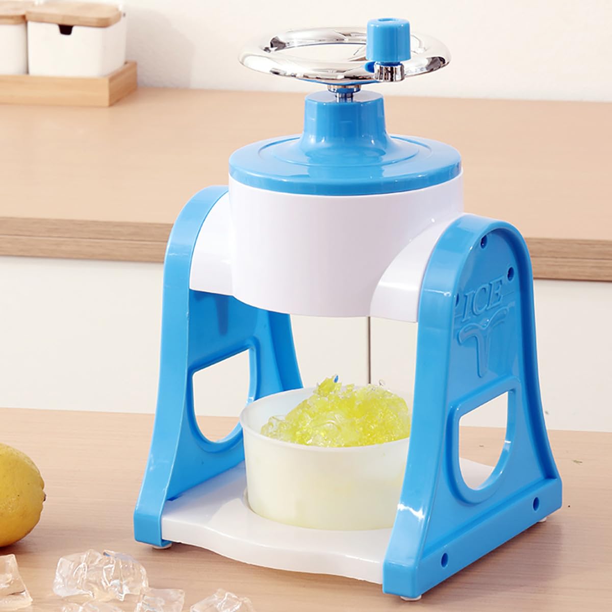 Zerodeko Trituradora de Hielo Manual para Hacer Granizados Acero Inoxidable y Manual, Máquina para Picar Hielo Fina y Delicada Adecuado para Shaved Ice y Snow Cones