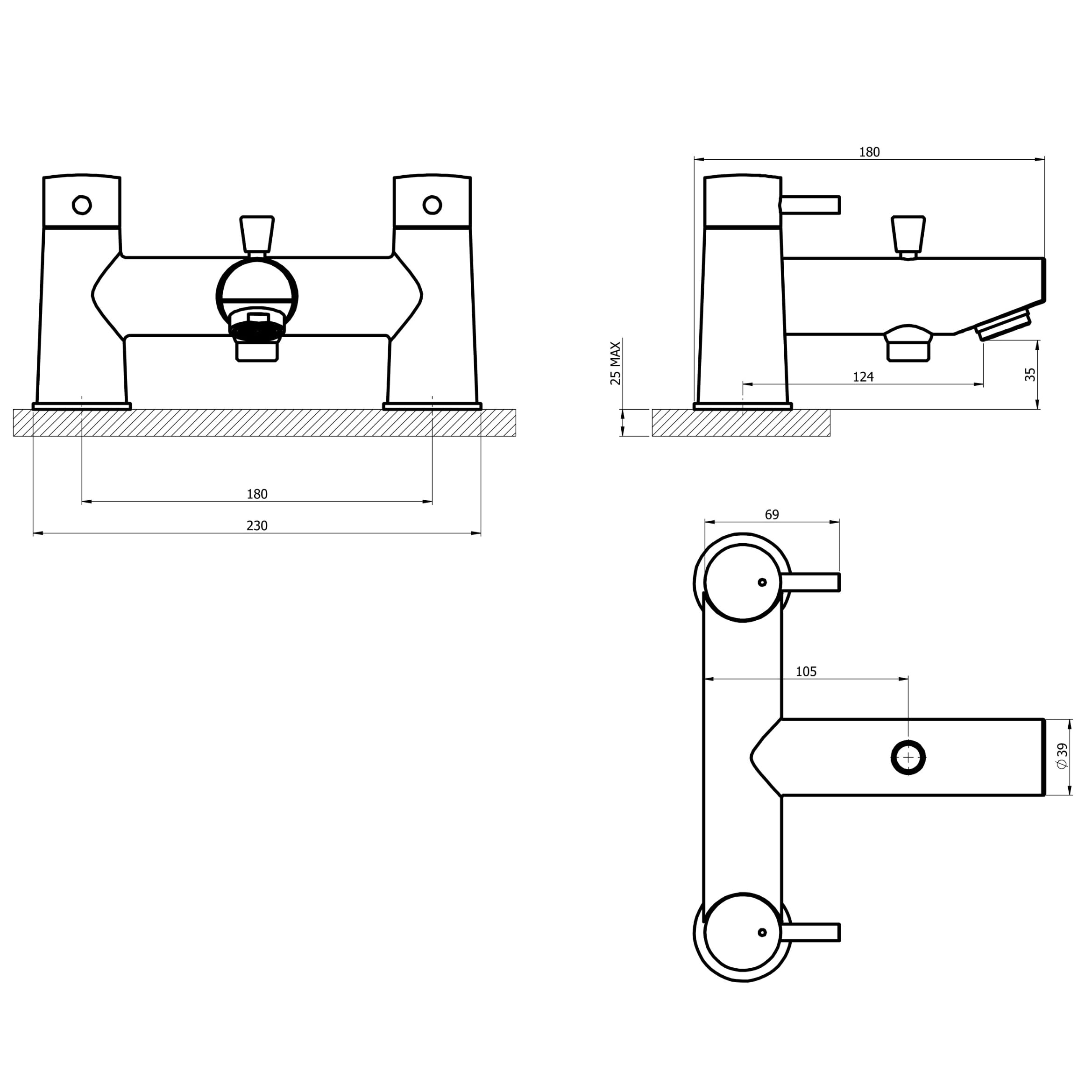 KISO - Juego de mini grifo mezclador para lavabo y ducha de baño, color cromado