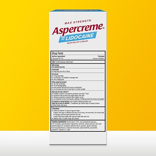 Miniatura 2 de Aspercreme Crema para aliviar el dolor de lidocaína, máxima fuerza lidocaína adormece el dolor nervioso, el aloe hidratante hidrata la piel