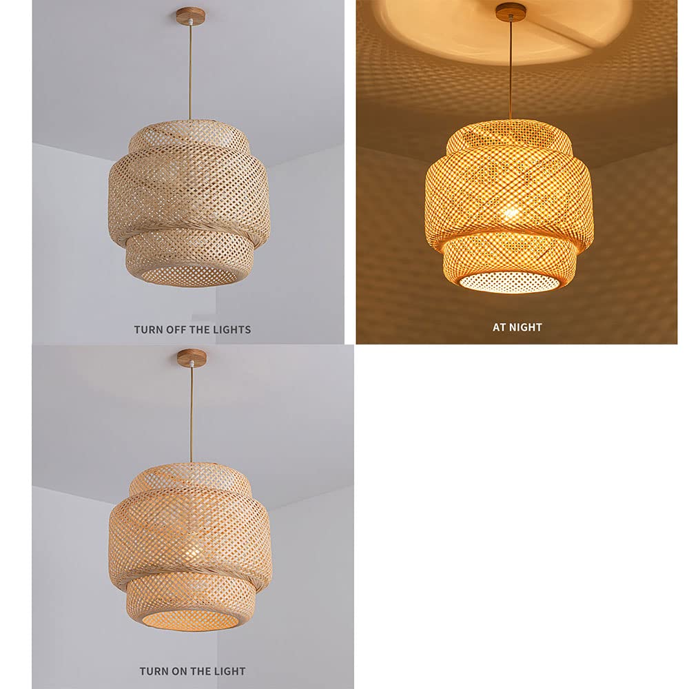 Klosze lampy wiszące w stylu Boho, abażury z połowy wieku, bambusowe lampy cylindryczne wiklinowe, kosz rattanowy do kuchni restauracji, czarny