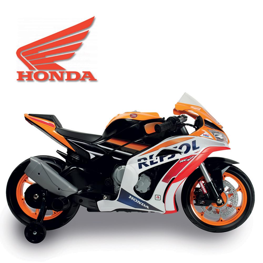 Moto Eléctrica Niños 3 Años 4 Años 5 Años Repsol 12V – Moto a Batería para Niños con Ruedas de Apoyo - Luces y Sonidos - Licencia de Marca – INJUSA