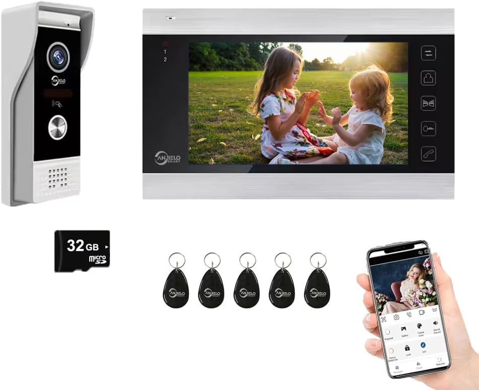 Wired Video Apartment Doorbell Intercom,1080P HD Touch Screen Monitor with Camera,TUYA WiFi Smart Home Video Intercom,Night Vision,Motion Detection,Two Way Audio (1 Bell+1 Monitor)