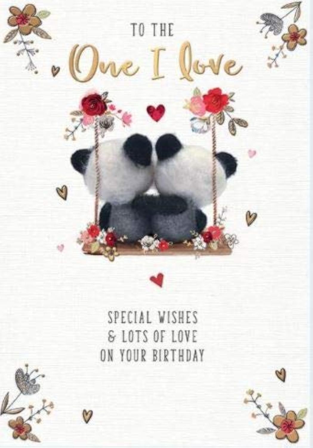 Words 'n' Wishes Male/Female One I Love Birthday Card from Panda's on Swing - Foil & Embossed Finish