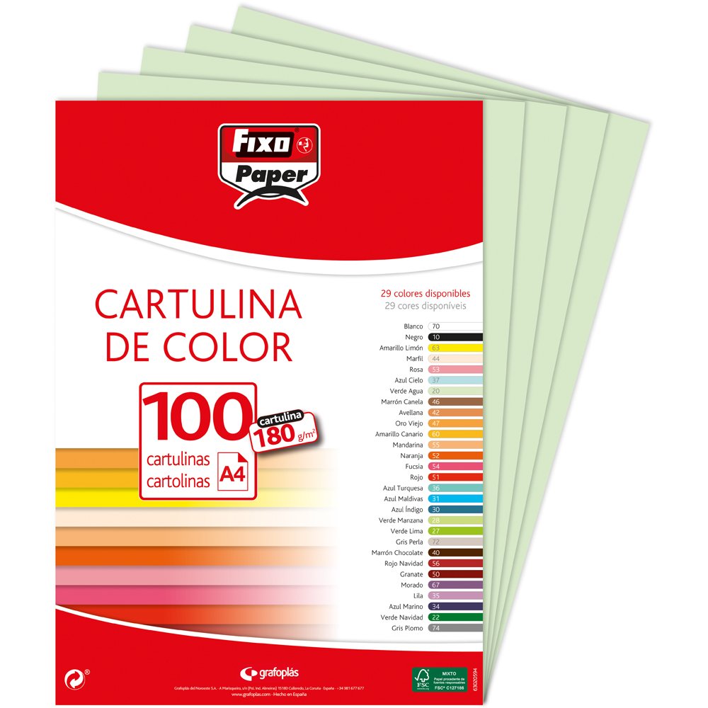 Fixo Paper 11110470 - Pack de 100 – Cartulina blanca A4, 180g — view 66