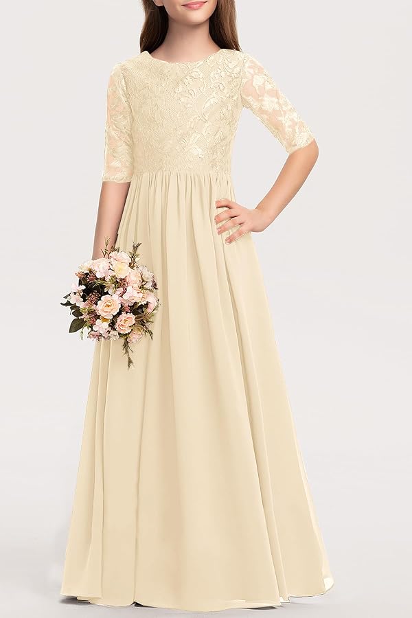 HOSIKA Girl Maxi Dress Flower Lace Junior Bridesmaid Dresses Wedding Party by HOSIKA - Image 5