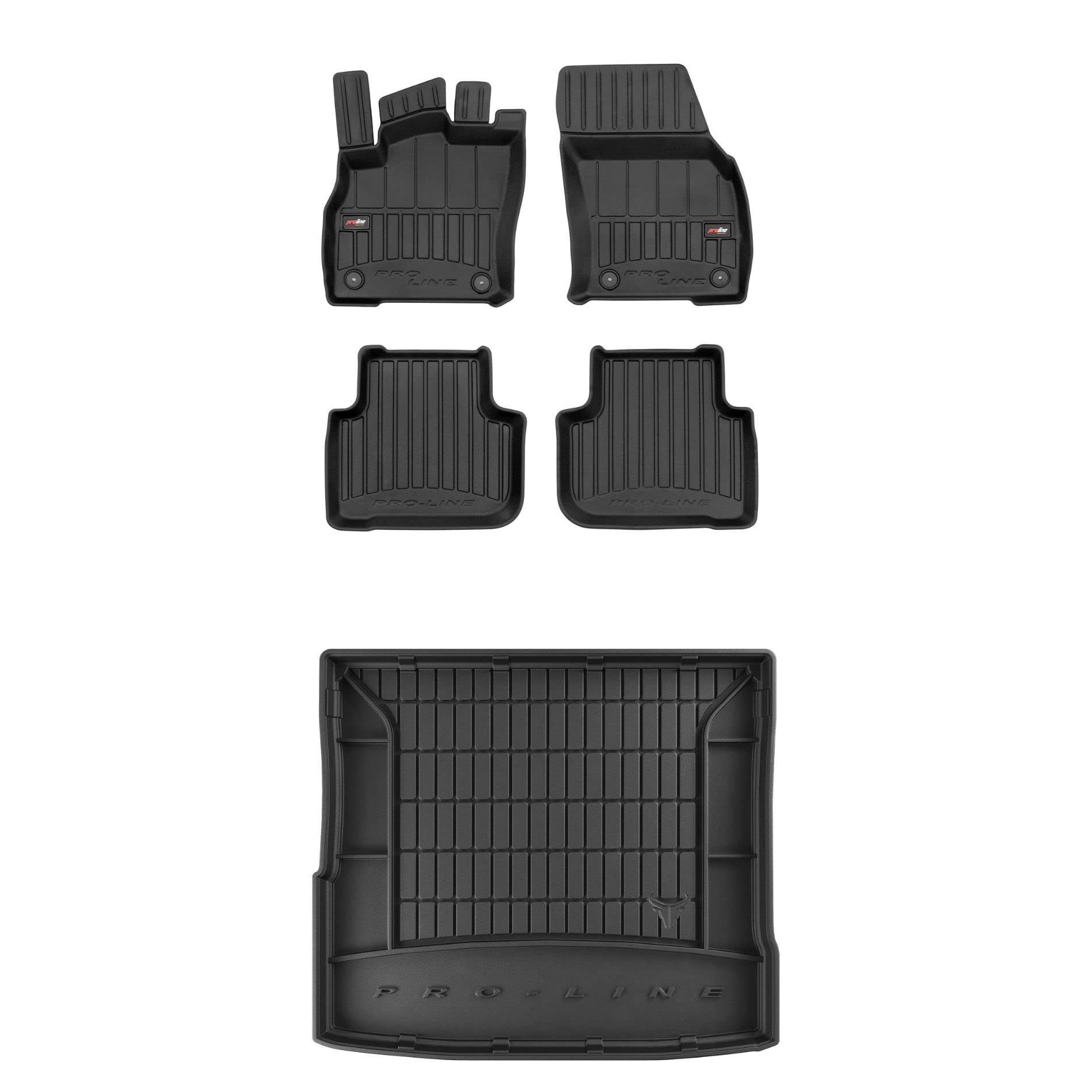 FROGUM ProLine 3D Un Juego de Alfombrillas de Goma para Coche y cubeta Maletero exclusivas Alfombras para Audi Q3 II Desde 2018, para Audi Q3 Sportback Desde 2019 | Los Bordes más Altos