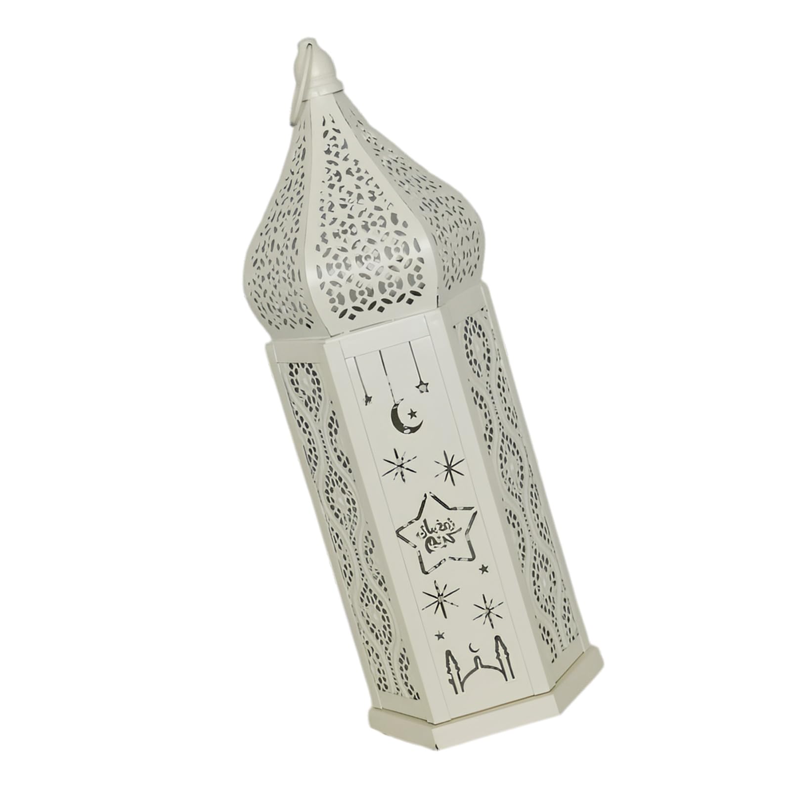 Moroccans Lanterned Decorative, Golden Metal Holder for Hanging Tabletop, Outdoor Indoor Halloween Ramadans Decors Decorative Glim