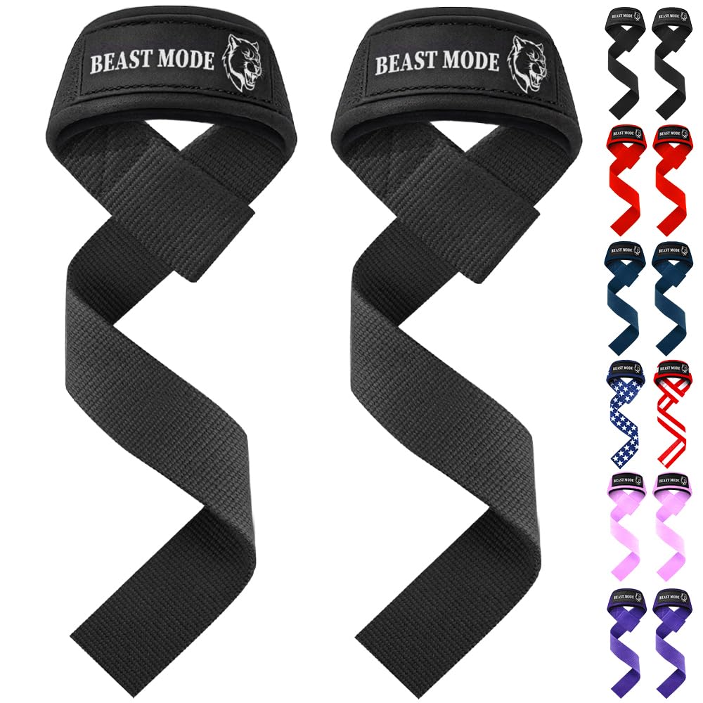 TECEUM Lifting Straps for Weightlifting Gym Strength Training - Wrist Straps with Neoprene Padded Cotton - Men & Women – Ideal for Powerlifting,