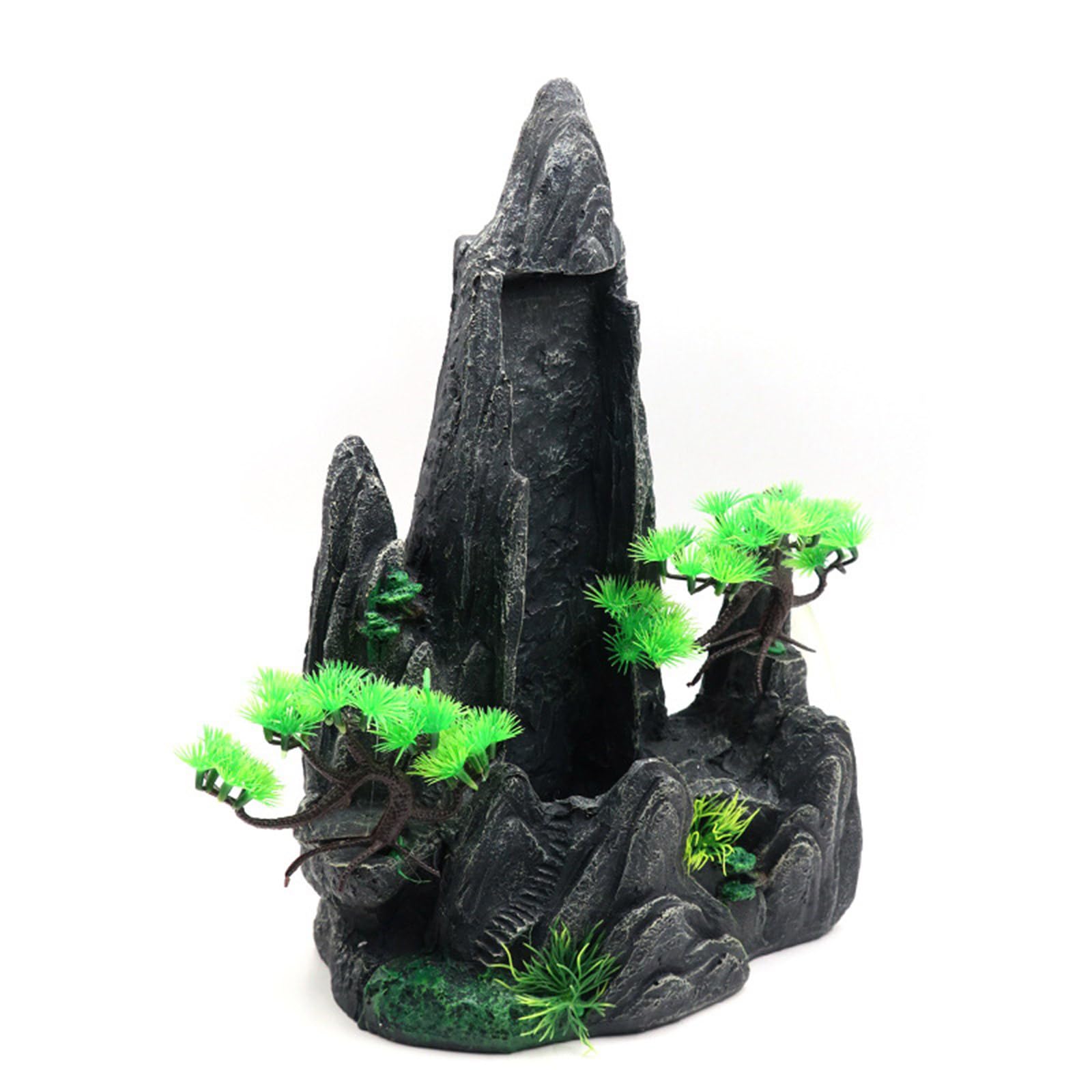 Acquari Paesaggistica Roccia Resina Rockery Fishtank Rock Figurine Rifugio con cascata dinamica per pesci gamberetti Acquari Ornamento paesaggio