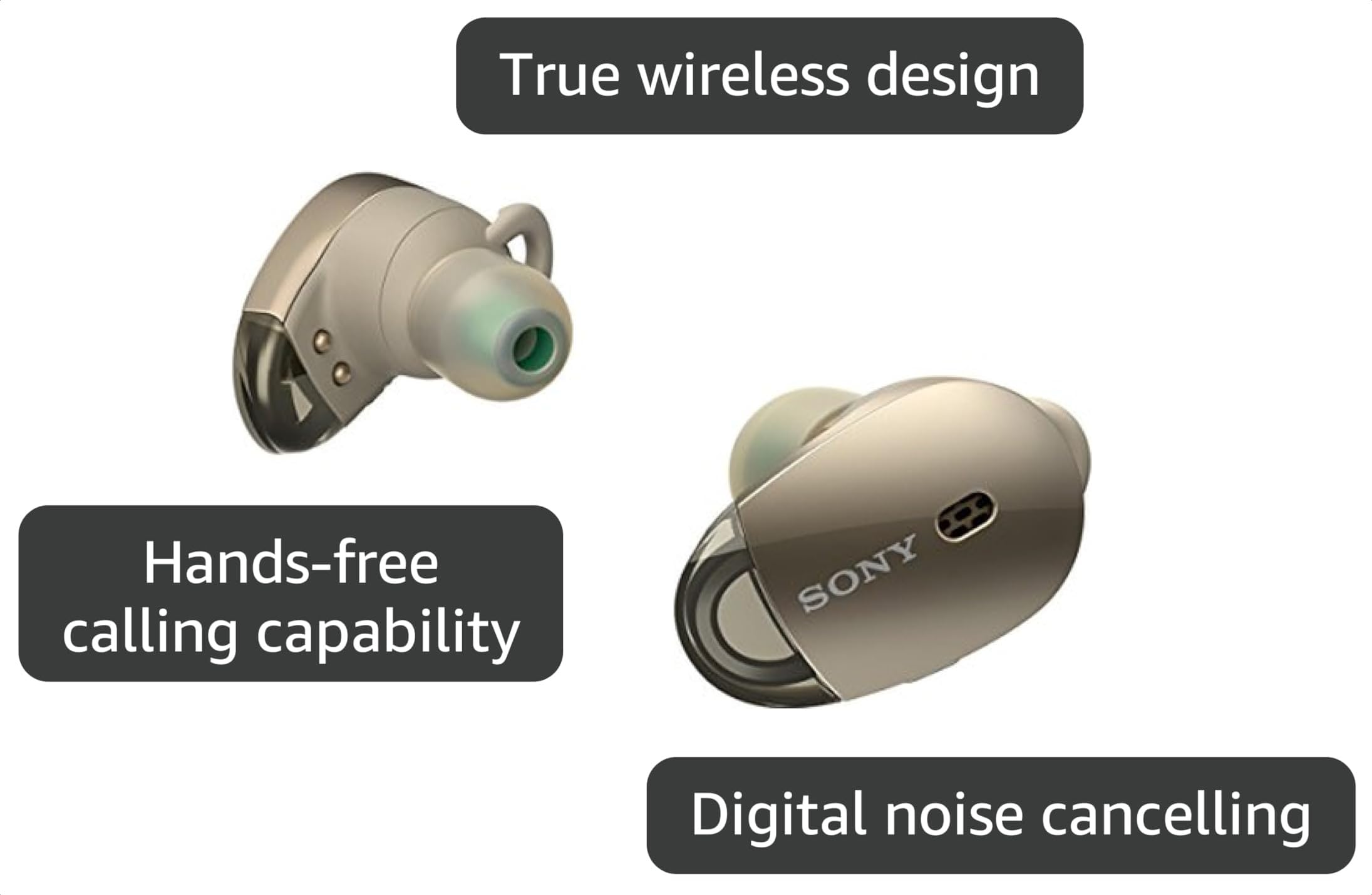 Amazon.com: Sony Wireless Headphones, Gold, 5 x 2.4 x 6 inches