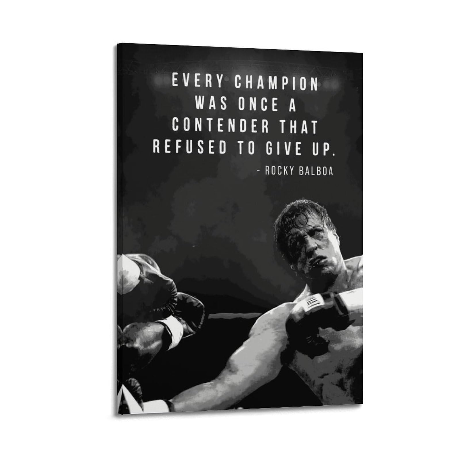 SUDANGDIANZI Office Motivational Poster Rocky Balboa Canvas Poster And Wall Art Modern Family Bedroom Gym Office Decor Gift 20x30inch(50x75cm) Frame-style