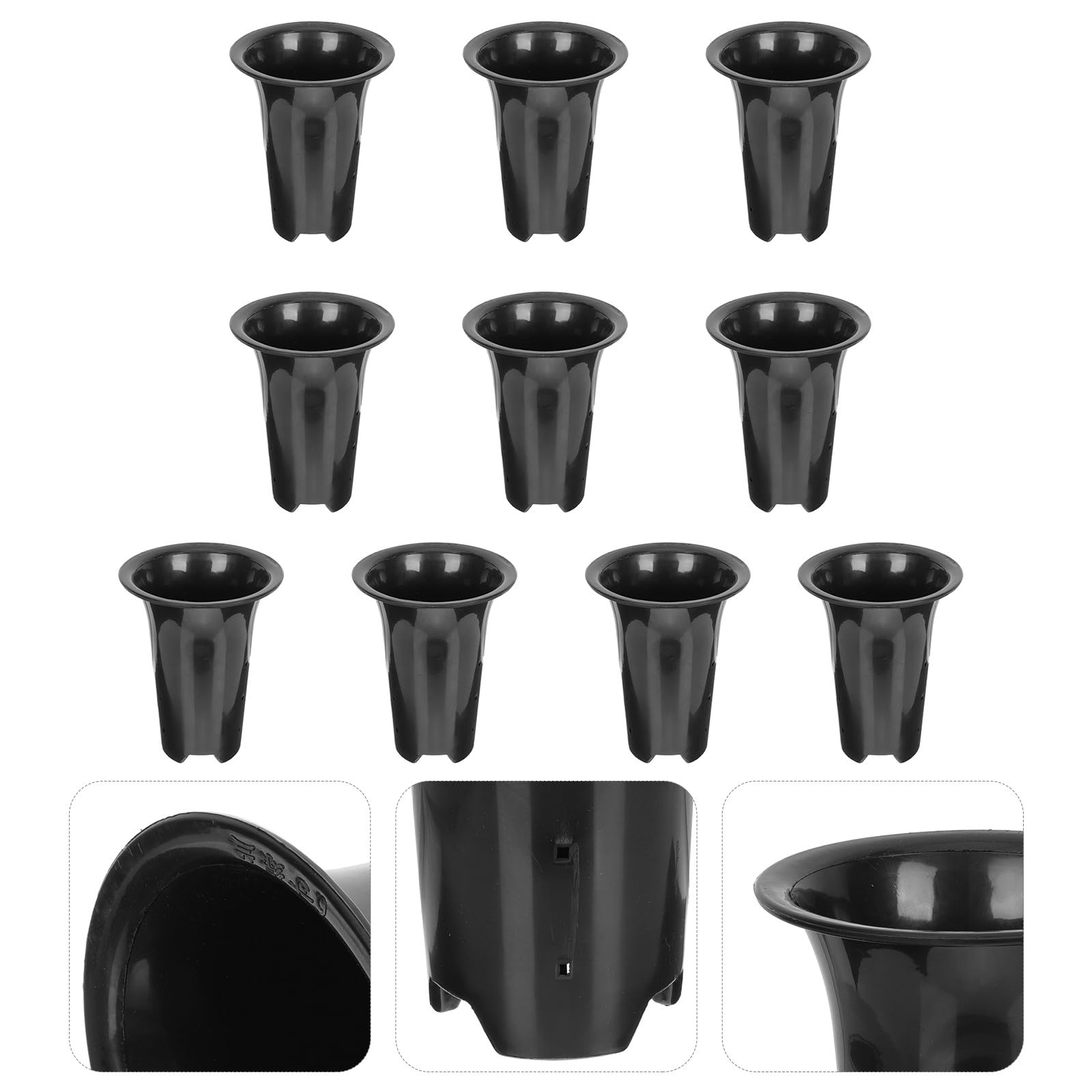 DOITOOL 10 Pcs Pots de Plantation pour Orchidées Noirs en Plastique Épais Contrôle des Racines, Design Simple et Surface Respirante, pour Jardin et Intérieur