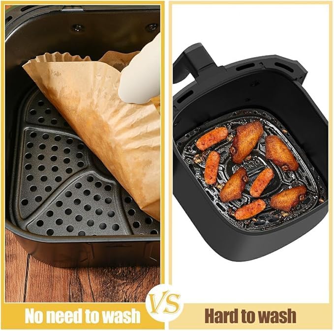 250 Pcs Air Fryer Liners Disposable,Food Grade Wood Pulp Parchment Paper Liners for Ninja DZ201 Dual Basket,Oil-proof& Non-stick(8.1x5.5 Inch,250Pcs) - Image 5