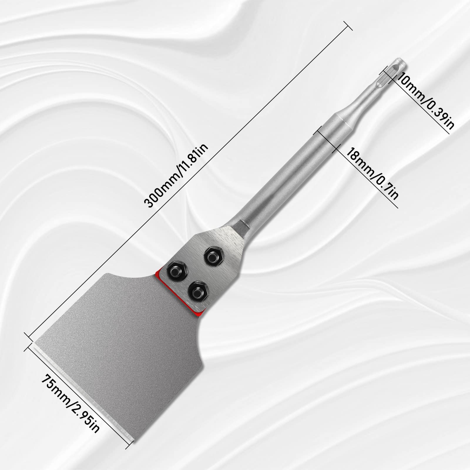 Fliesenmeißel SDS PLUS Meißel, 300mm x 75mm Spachtelmeißel, SDS PLUS Meissel,Flachmeißelbreit für Bohrhammer, Zum Fliesen und Fliesenkleber Entfernen