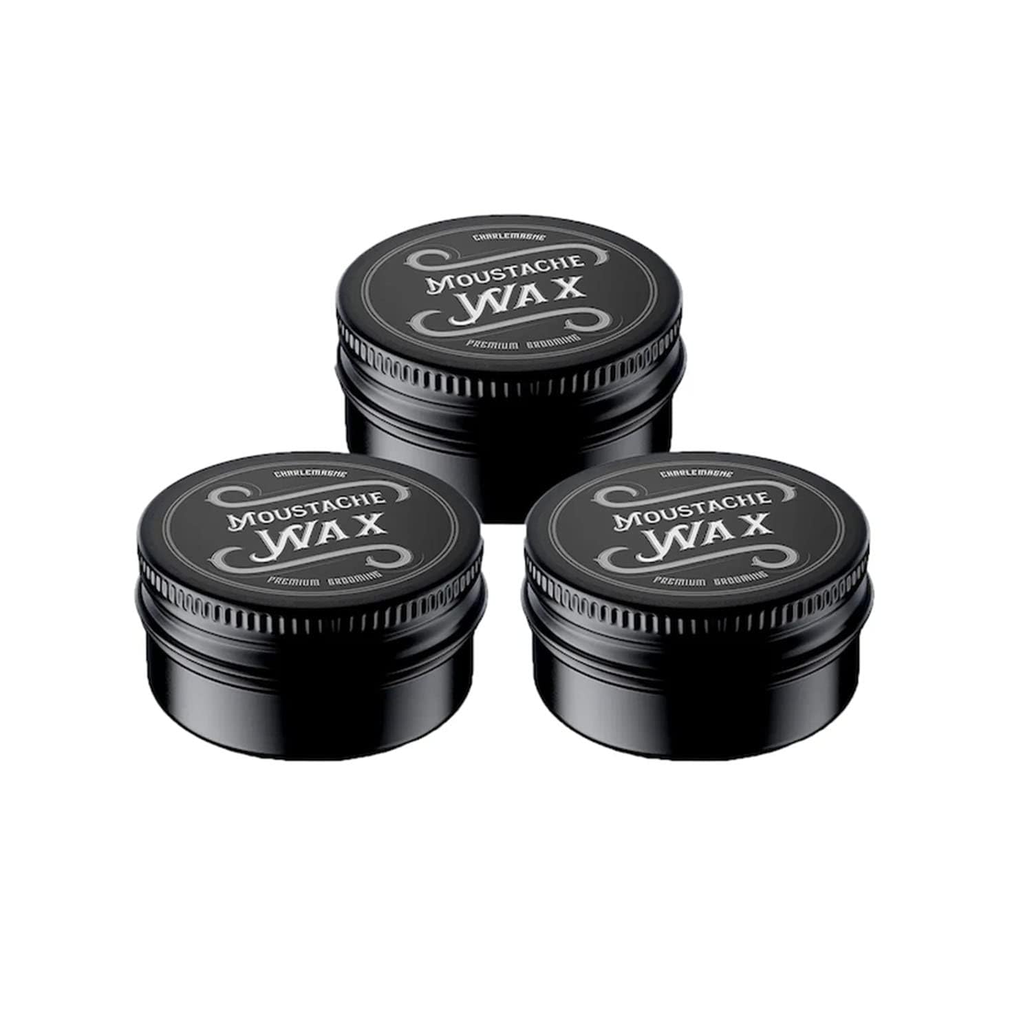 Charlemagne Mousthache Wax 3 Zestaw, wąsy wosk, Bart Wachs Bartwichse wąsy, Naturalne składniki i prawdziwe woska pszczeli,BART STYLOWA BARD