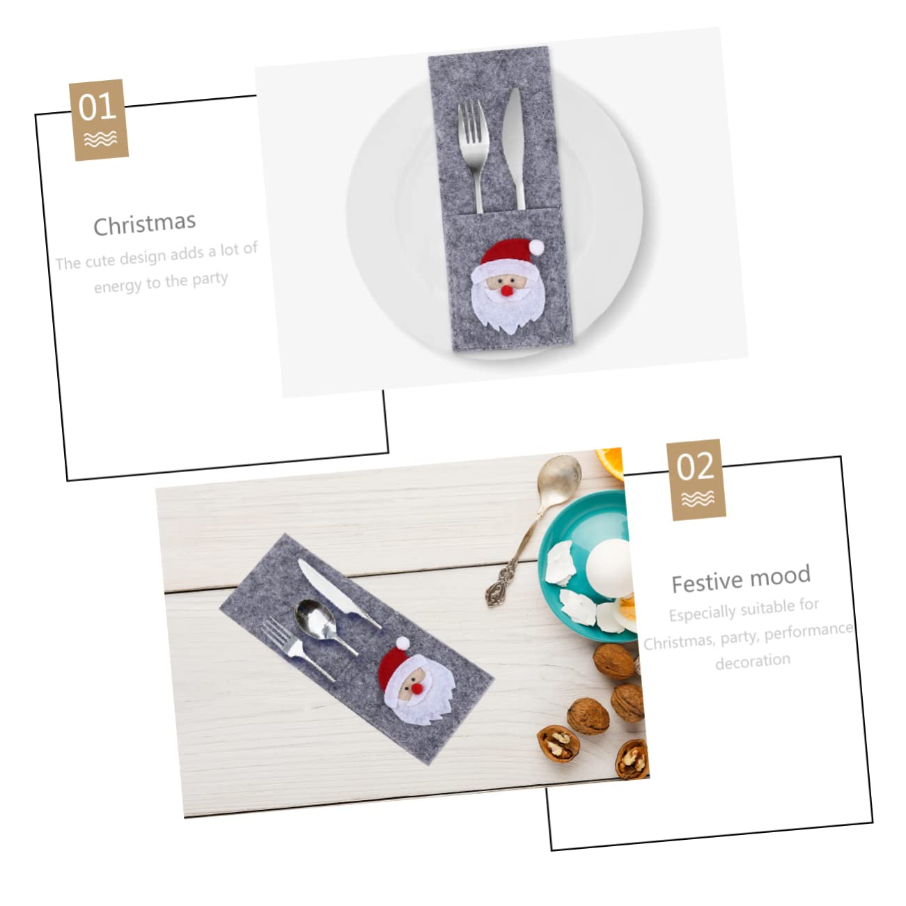 Garneck 4pcs Christmas Tableware Cover Adorable Square Fork and Knife Holders for Holiday Dinner Decorations Lightweight and Convenient Cutlery Storage for Festive Atmosphere