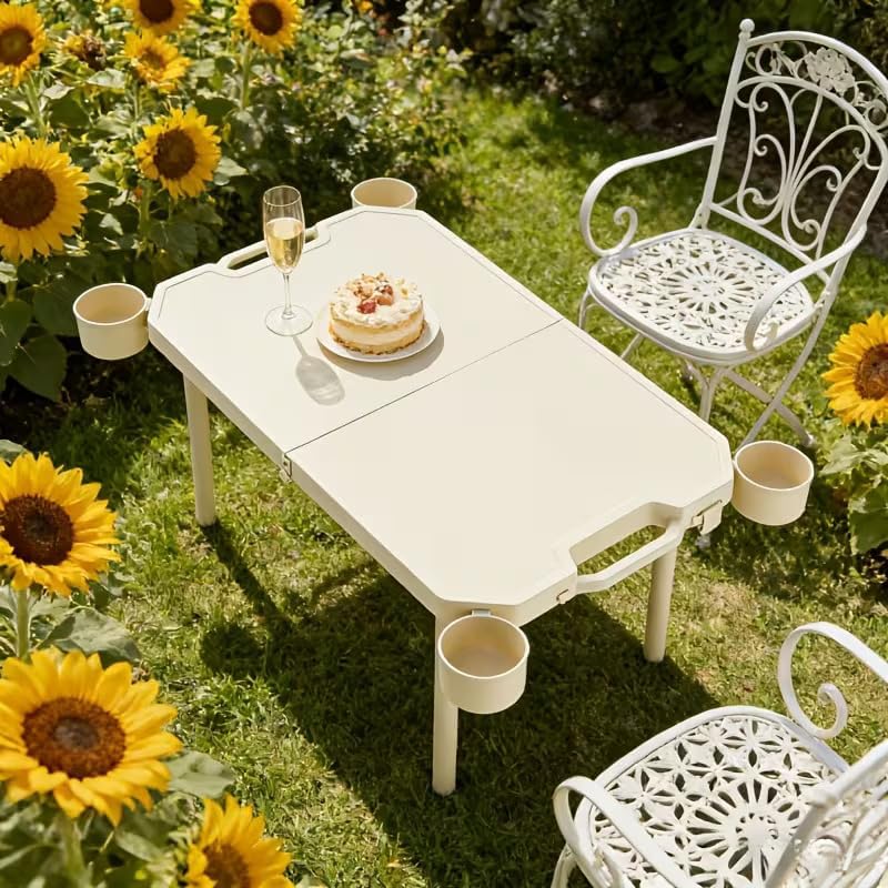 Matiko Foldable Camping Table Picnic Desk with 4 Cup Holders Handle Design Cooking Table Outside Desk for Travel Patio-picture-10
