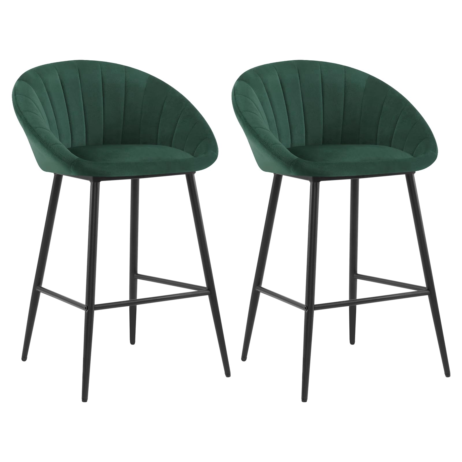 EUGAD Juego de 2 Taburetes de Bar, Taburete Alto Cocina con Respaldo y Reposapiés, Ideal para Comedor, Cafeteria, Barra Isla, Verde Oscuro