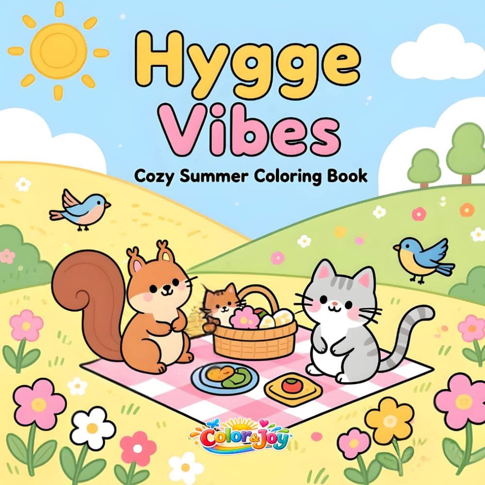 Hygge Vibes: Summer Coloring Book: Peaceful, Cozy and Cute Illustrations for Relaxation and Stress Relief (Color & Joy)