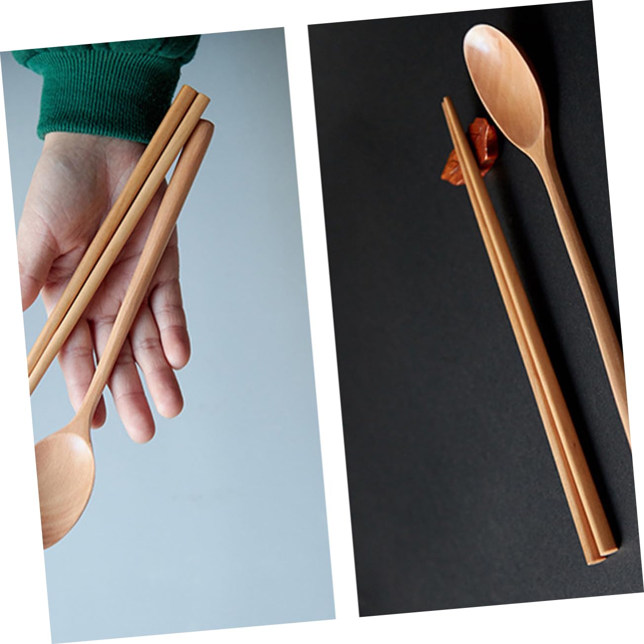 MAGICLULU 1Set Portable Wooden Chopstick Spoon Set Tableware Kit for Home Camping Travel Lightweight Japanese Style Utensils for Outdoor Activities