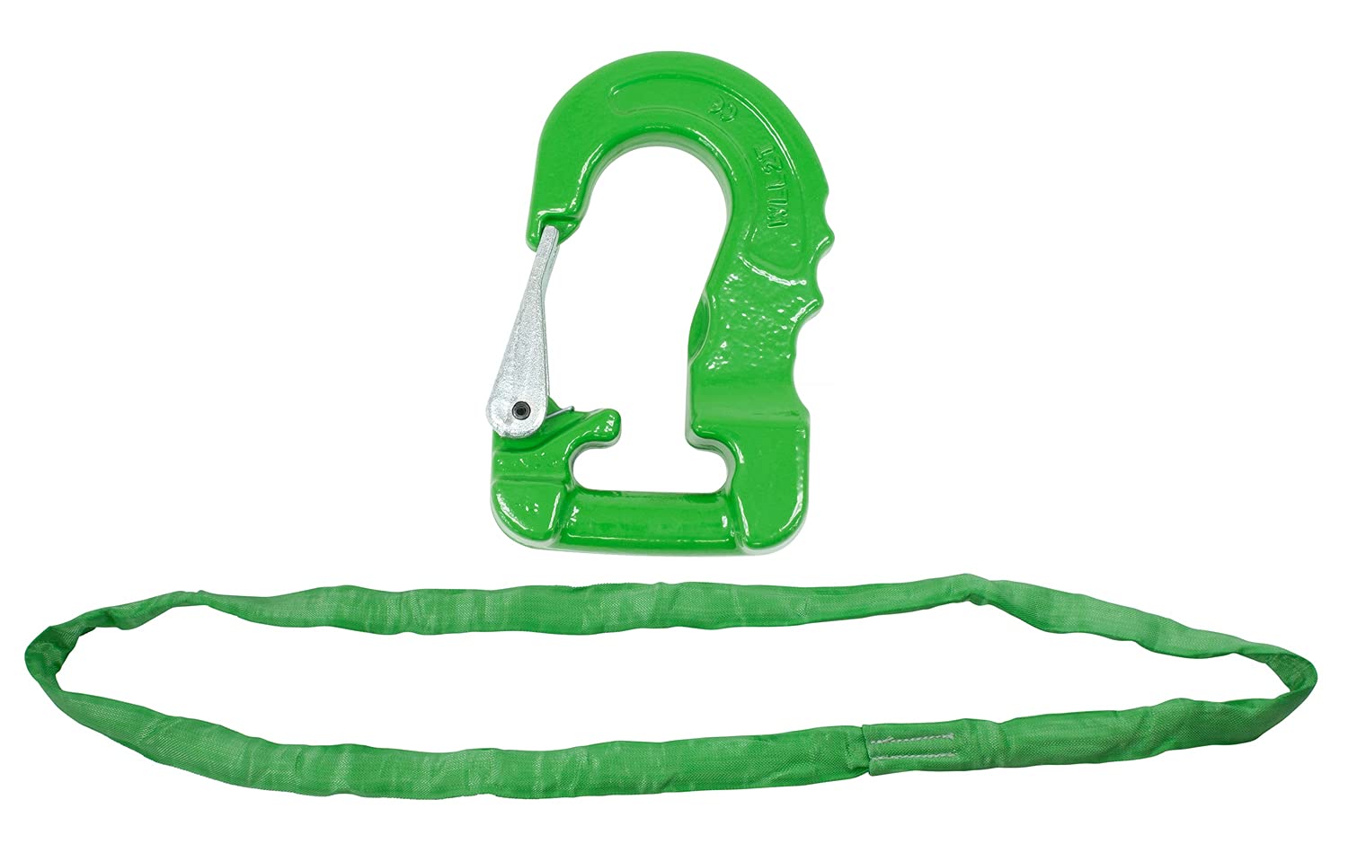 Mytee Products Endless Round Sling 4' Green w/Hook Combo, 5300 lbs WLL Crane Rigging Hoist Wrecker Recovery Towing