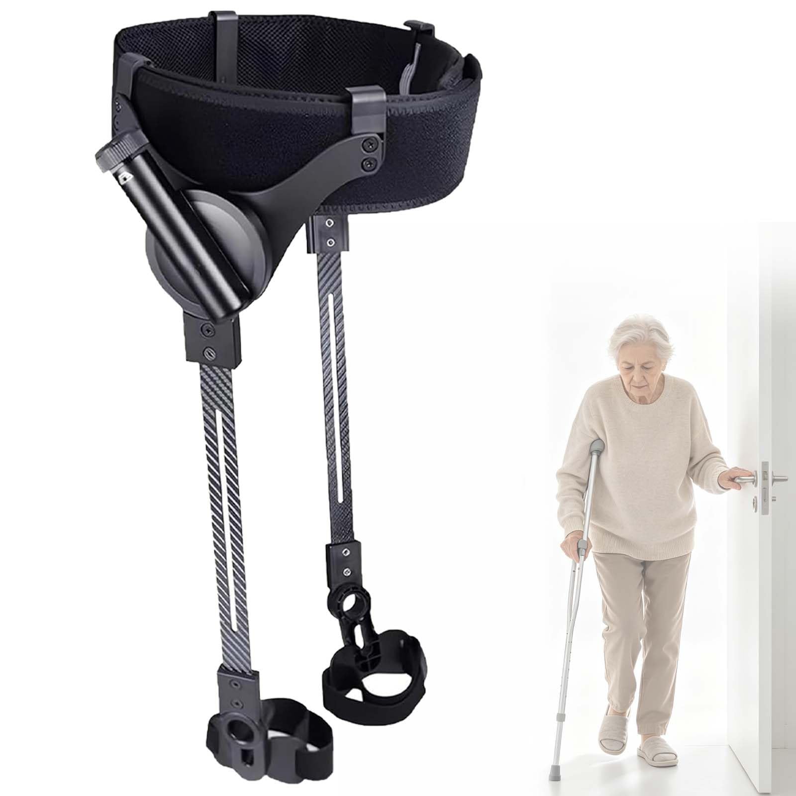 Soporte De Pierna Exoesqueleto Para La Movilidad De Personas Mayores | Construcción De Fibra De Carbono Ultraligera De 1,05 Kg/2,2 Lb Pa, Montaje Con Una Sola Mano En Segundos(Both Legs,M)