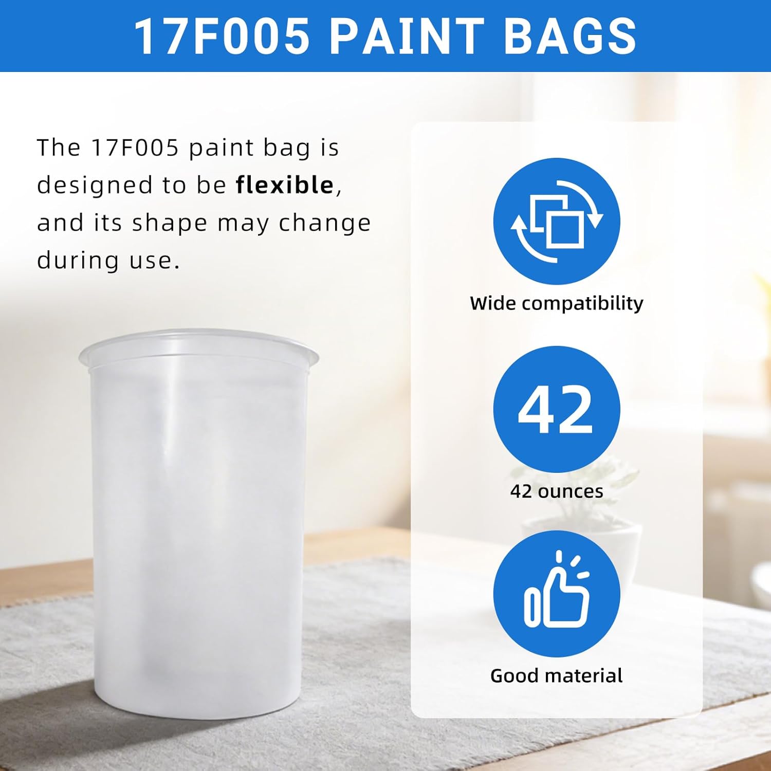 12PC 17F005 Paint Bags 17F005 Replacement for FlexLiner Spray Paint Bags 42 oz Fits for 17P553 and 17P552 Paint Bucket