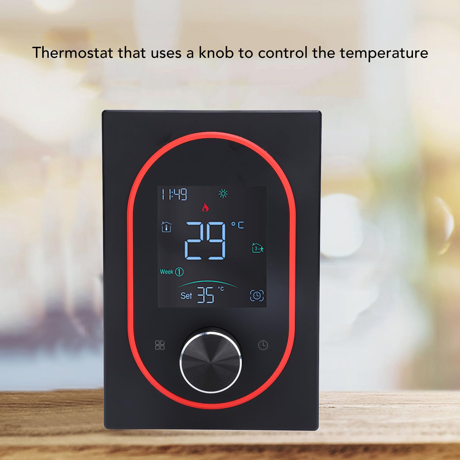 Termostato Inteligente, Termostato de Color Inteligente LCD, Control de Perilla Programable, Termostato de Calentador Eléctrico con Pantalla Táctil para Oficina en Casa,