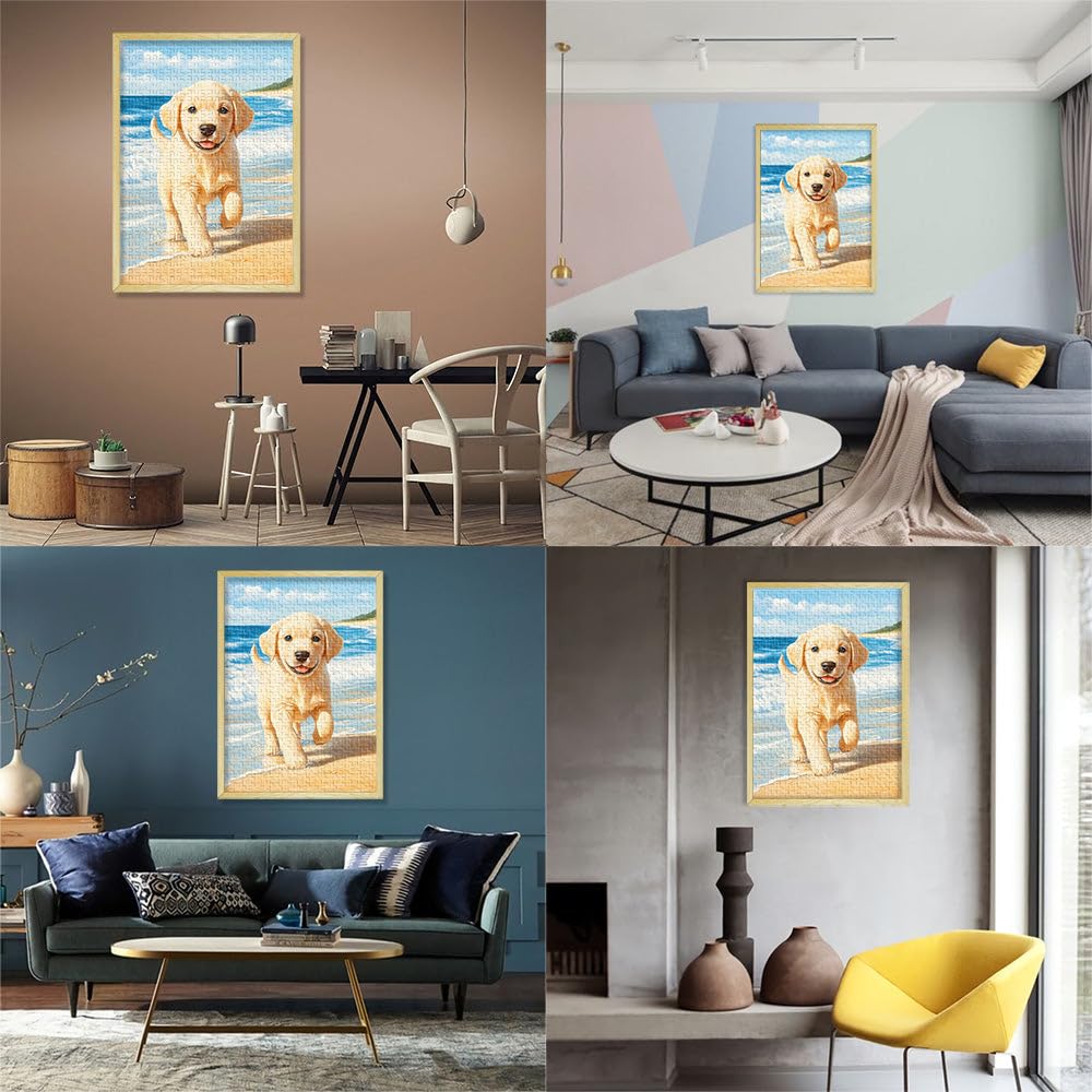 Cucciolo di Labrador Retriever sulla spiaggia puzzle 2000 pezzi per adulti apprendimento educativo con pezzi completamente interconnessi di forma casuale 70x100cm