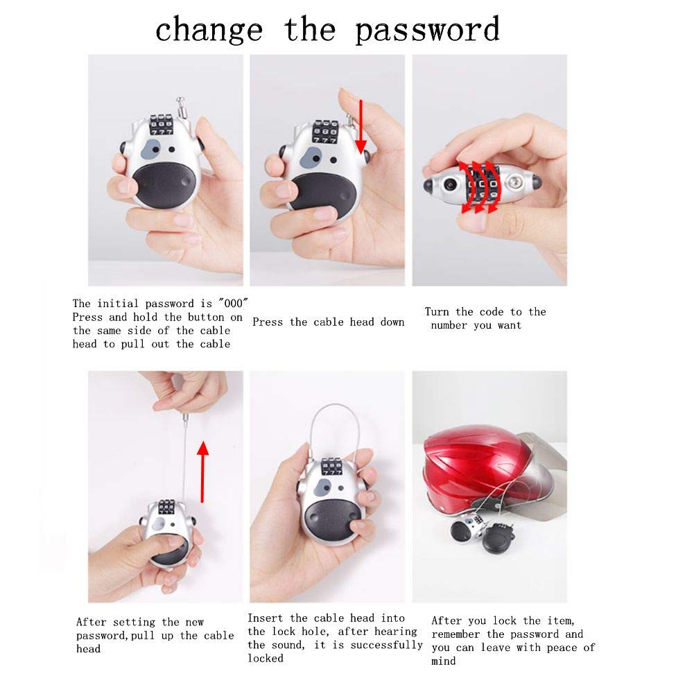 Cute Cow Shape 3-Digit Combination Lock - Security Code Lock For Strollers, Bikes & Bags