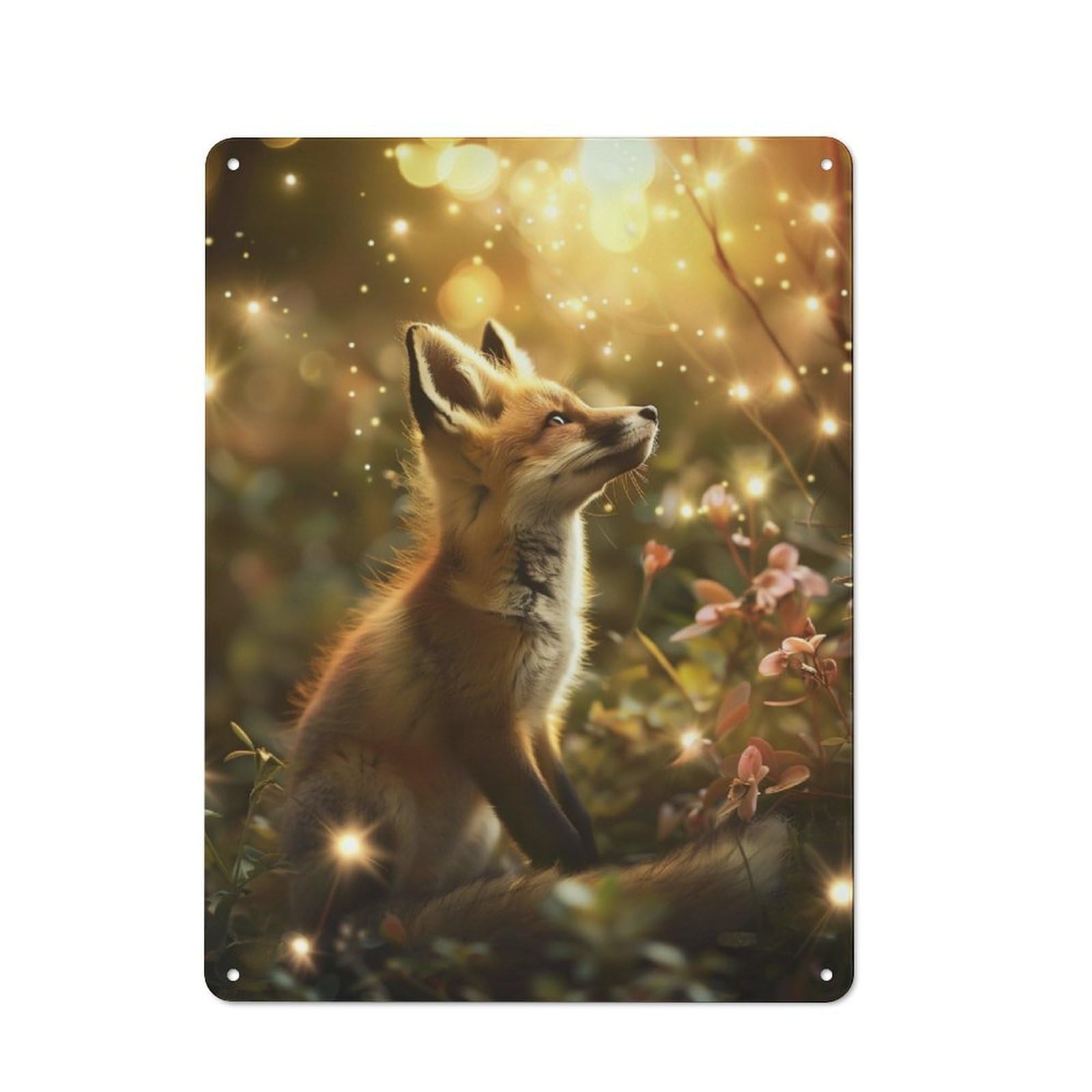 Junmoney Fox Cubs Enchanted Forest Retro Tin Sign 40X30cm For Living Room Wall, For Home Interiors, Feature Walls And Decorative Displays