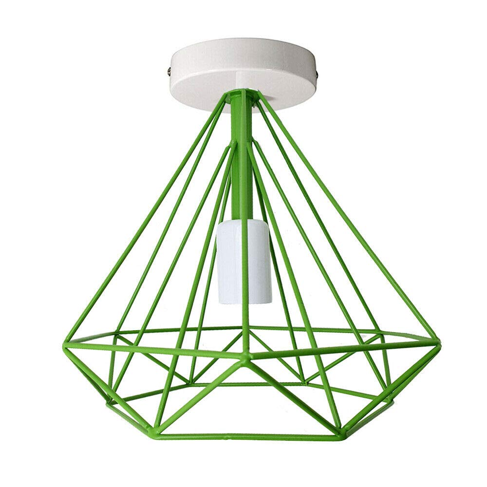 LED Sone Modern Geometric Ceiling Light Green Metal Cage Pendant Lamp Industrial Style Flush Mount E27 Holder Easy Fit for Home, Office, Kitchen, Bedroom, Hallway Lighting Fixture — image 1
