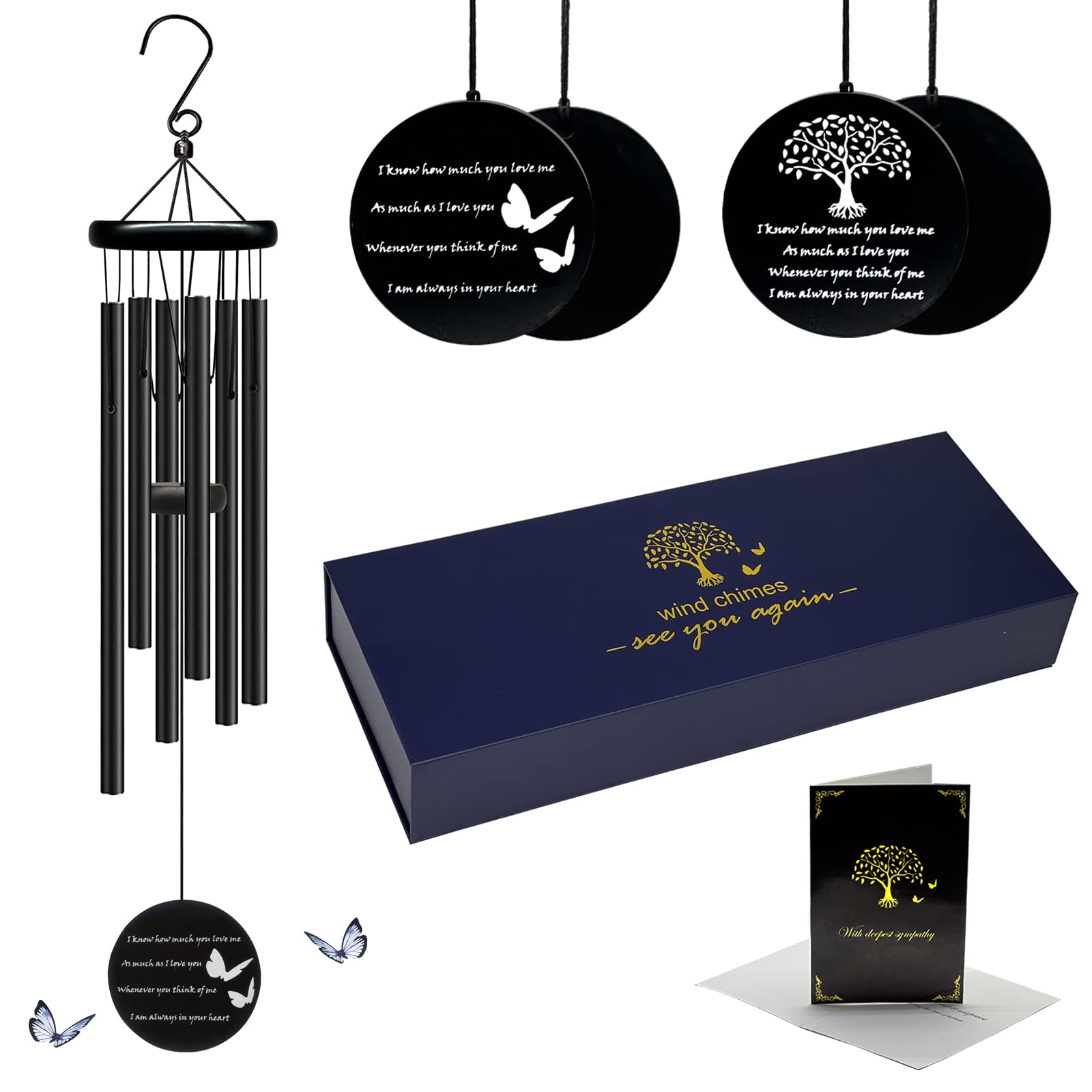 LUJAUXV Sympathy Wind Chimes, Memorial Wind Chimes for Loss of Loved