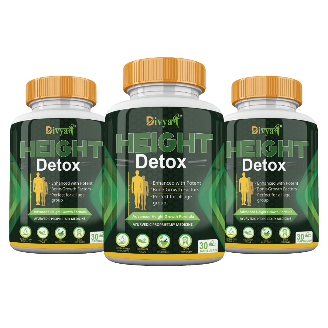 Divya Shree Height Detox Capsule For Bone Growth Factors, Perfect All Age Group (Brown, 90, Natura)-image-12