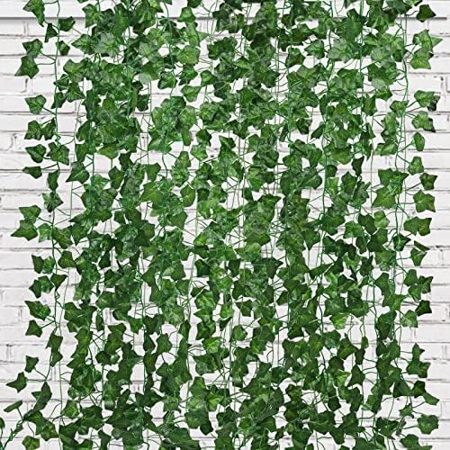RECUTMS Fake Vines 24 Pack 173 FT Artificial Ivy Leaves Leaf Plants Vines Greenery Garland Hanging Fake Leaf Vines for Room Garden Office Wedding Wall Decor