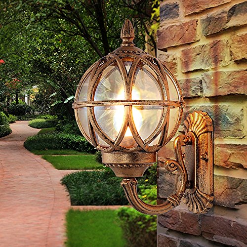 Preisvergleich Produktbild Hines European Glass Laterne Wandleuchte, Traditionelle Victoria Außenwandleuchte Retro Kreativität wasserdichter Regenschutz aus Aluminiumdruckguss Wand-Laterne-Terrasse, Balkon, Garten Villa Wandleu