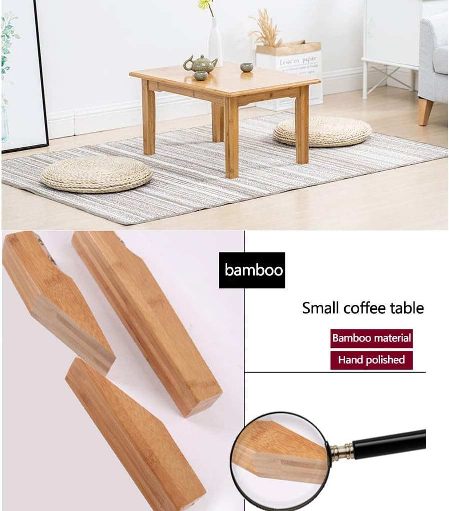 Bamboo Small Coffee Table Children's Study Table Small Square Table Laptop Table Breakfast Table Writing (Color : Wood Color, Size : 60x40x37cm)