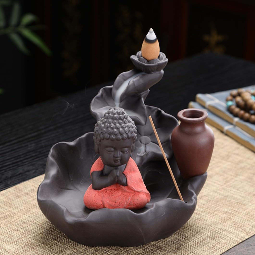 Brûleur d'encens backflow lotus zen en céramique pour salon et thé