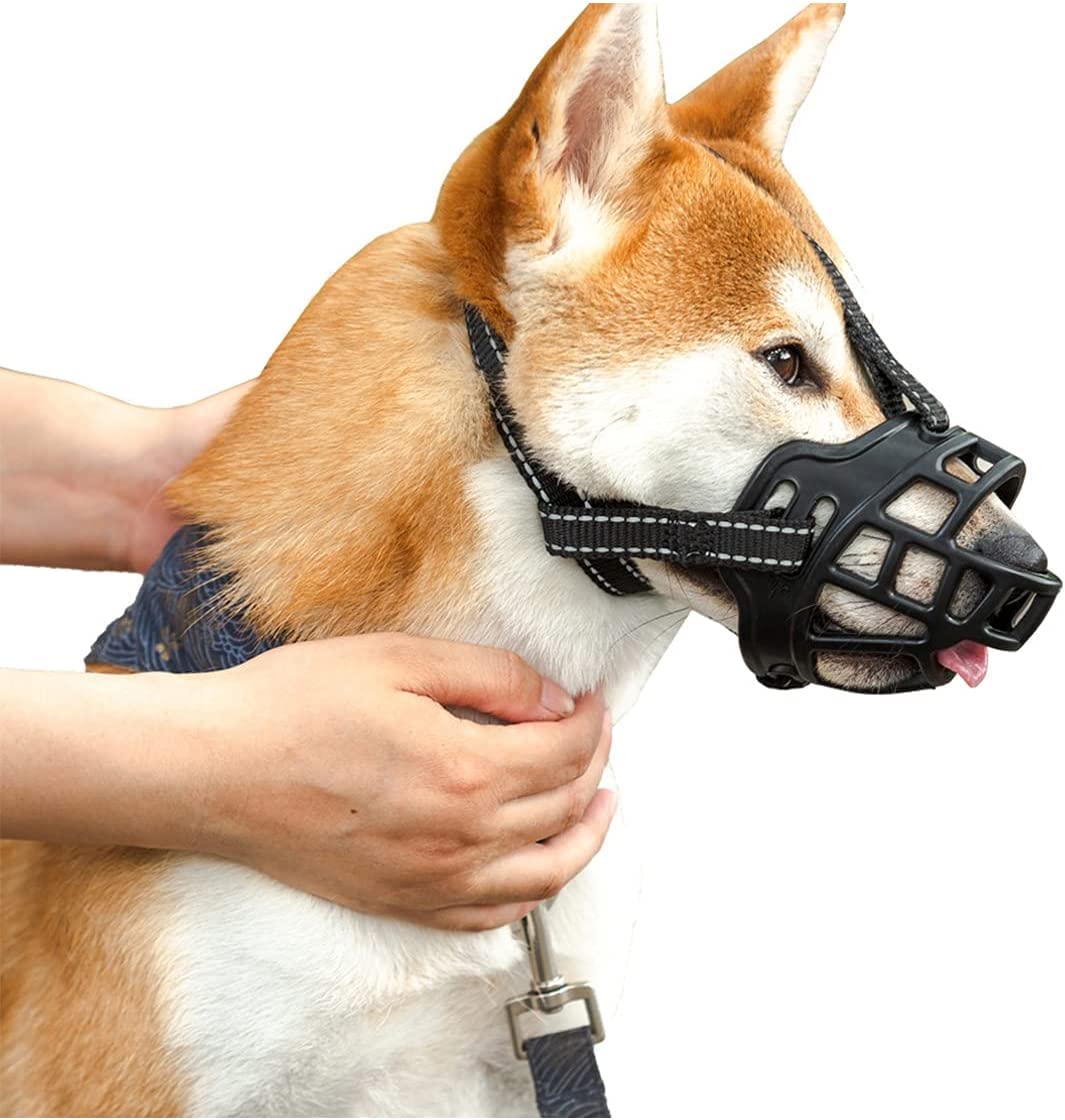 Sponsored Ad – Dog Muzzle,Soft Basket Silicone Muzzles for Dog, Best to Prevent Biting, Chewing and Barking, Allows Drinking and Panting, Used with Collar （26-30CM）
