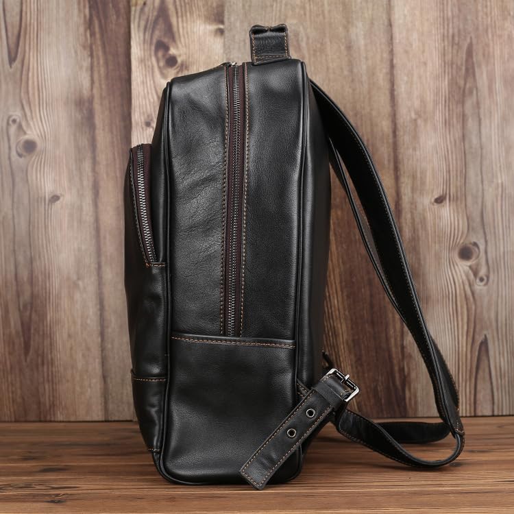 Genuin Leather Backpack Brown Genuine Leather Backpack for Men 15.6 Inch Laptop Commuter Travel Gifts for Men (Black) - Image 3