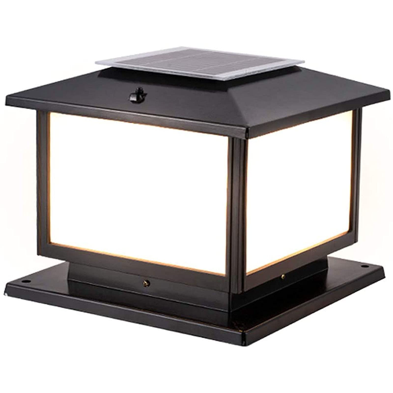 HGTYU Antique LED Solar Street Light Die-cast Aluminum Waterproof Pillar Light Outdoor Garden Street Light Solar Pillar Lamp Villa Courtyard Lawn Column Lamp